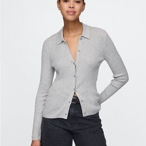 GAP cashsoft ribbed polo cardigan